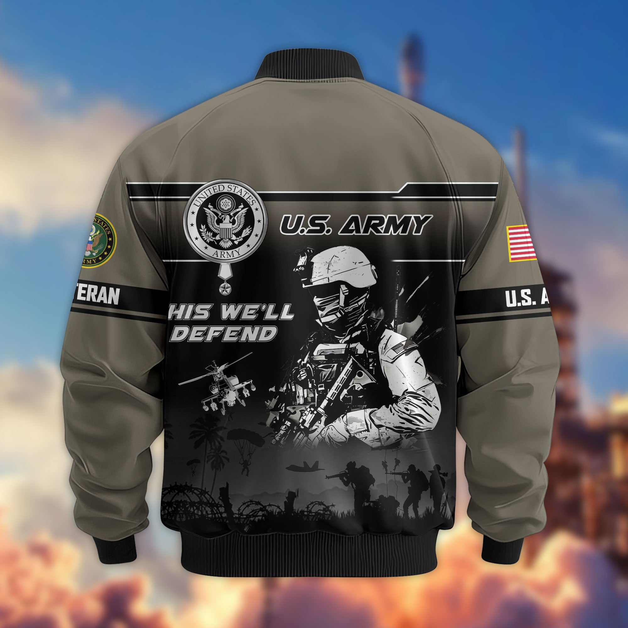 Premium US Veterans Bomber Jacket, Gifts For US Veterans, Gifts On Father's Day, Veterans Day.