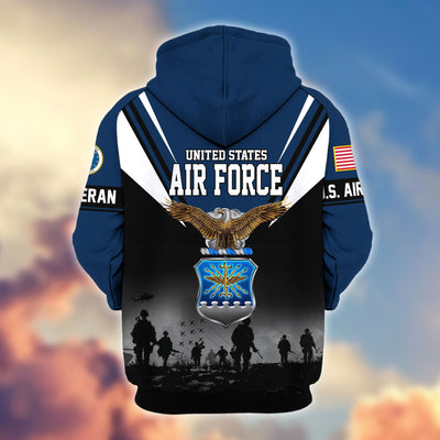 Premium US Veterans Zip Hoodie, Gifts For US Veterans, Gifts On Father's Day, Veterans Day.