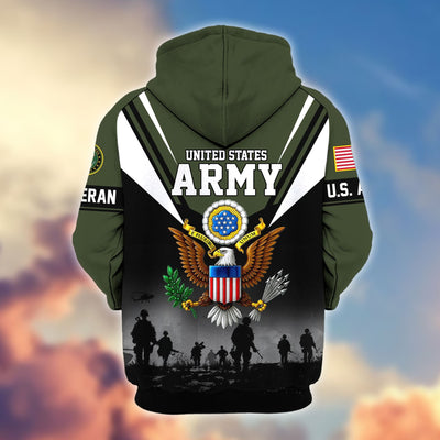 Premium US Veterans Zip Hoodie, Gifts For US Veterans, Gifts On Father's Day, Veterans Day.