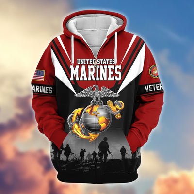 Premium US Veterans Zip Hoodie, Gifts For US Veterans, Gifts On Father's Day, Veterans Day.