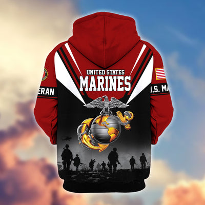 Premium US Veterans Zip Hoodie, Gifts For US Veterans, Gifts On Father's Day, Veterans Day.