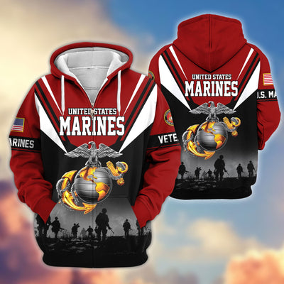 Premium US Veterans Zip Hoodie, Gifts For US Veterans, Gifts On Father's Day, Veterans Day.
