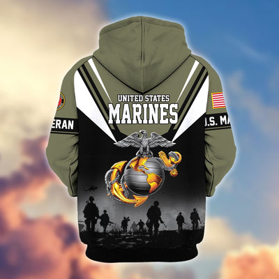 Premium US Veterans Zip Hoodie, Gifts For US Veterans, Gifts On Father's Day, Veterans Day.