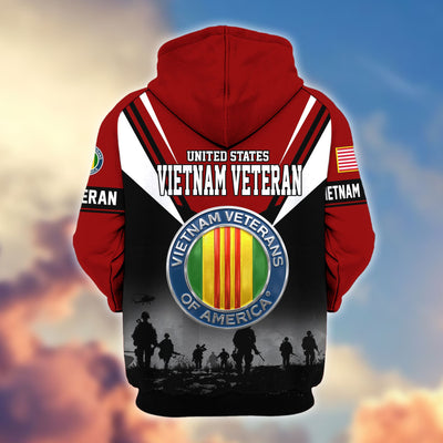 Premium US Veterans Zip Hoodie, Gifts For US Veterans, Gifts On Father's Day, Veterans Day.