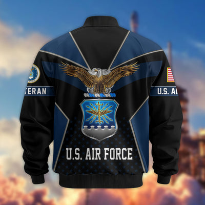 Premium US Veterans Bomber Jacket, Gifts For US Veterans, Gifts On Father's Day, Veterans Day.