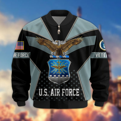 Premium US Veterans Bomber Jacket, Gifts For US Veterans, Gifts On Father's Day, Veterans Day.