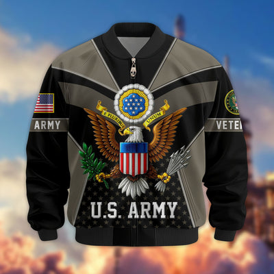 Premium US Veterans Bomber Jacket, Gifts For US Veterans, Gifts On Father's Day, Veterans Day.