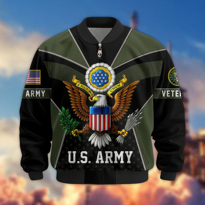 Premium US Veterans Bomber Jacket, Gifts For US Veterans, Gifts On Father's Day, Veterans Day.