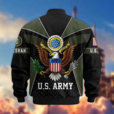 Premium US Veterans Bomber Jacket, Gifts For US Veterans, Gifts On Father's Day, Veterans Day.