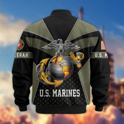 Premium US Veterans Bomber Jacket, Gifts For US Veterans, Gifts On Father's Day, Veterans Day.
