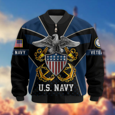 Premium US Veterans Bomber Jacket, Gifts For US Veterans, Gifts On Father's Day, Veterans Day.
