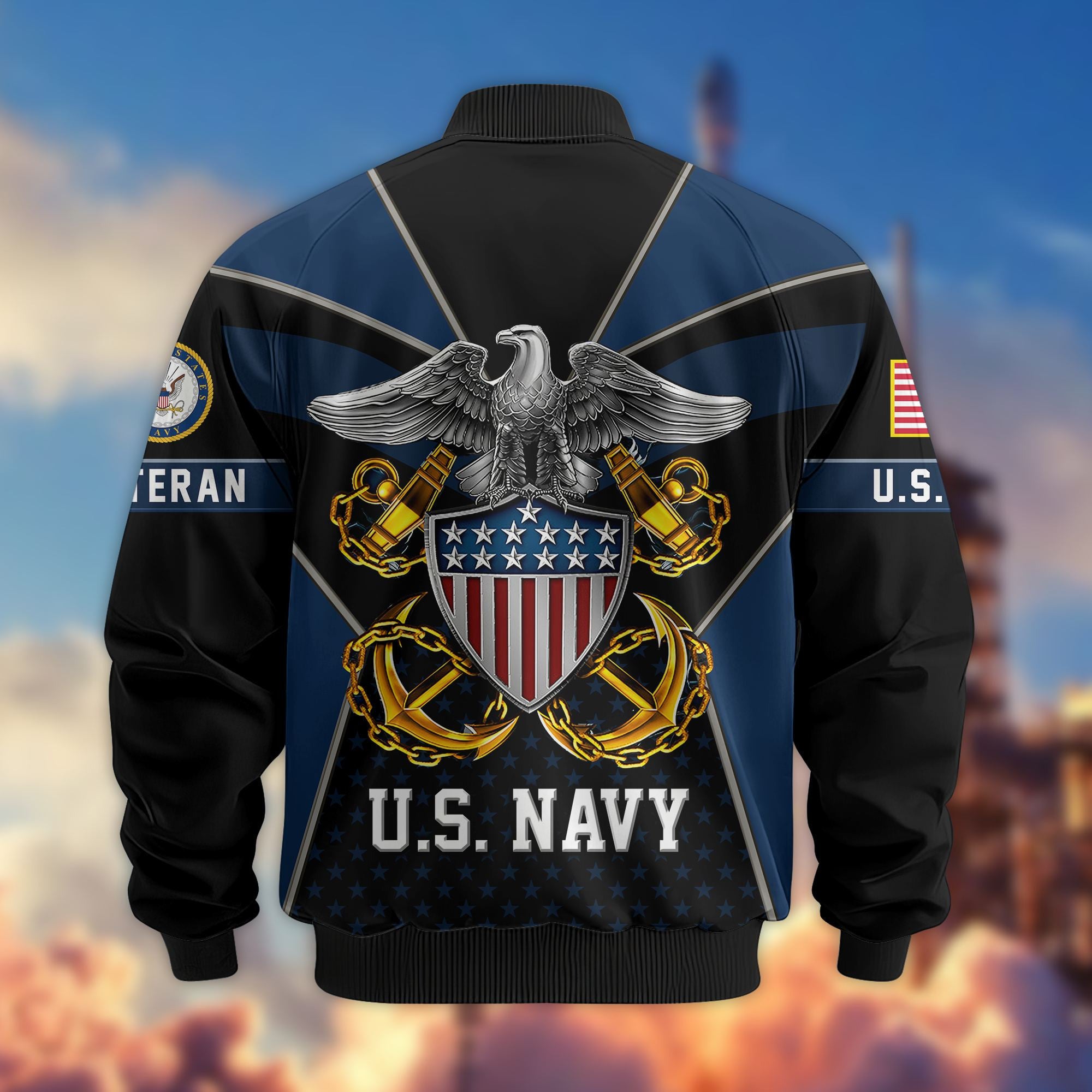 Premium US Veterans Bomber Jacket, Gifts For US Veterans, Gifts On Father's Day, Veterans Day.