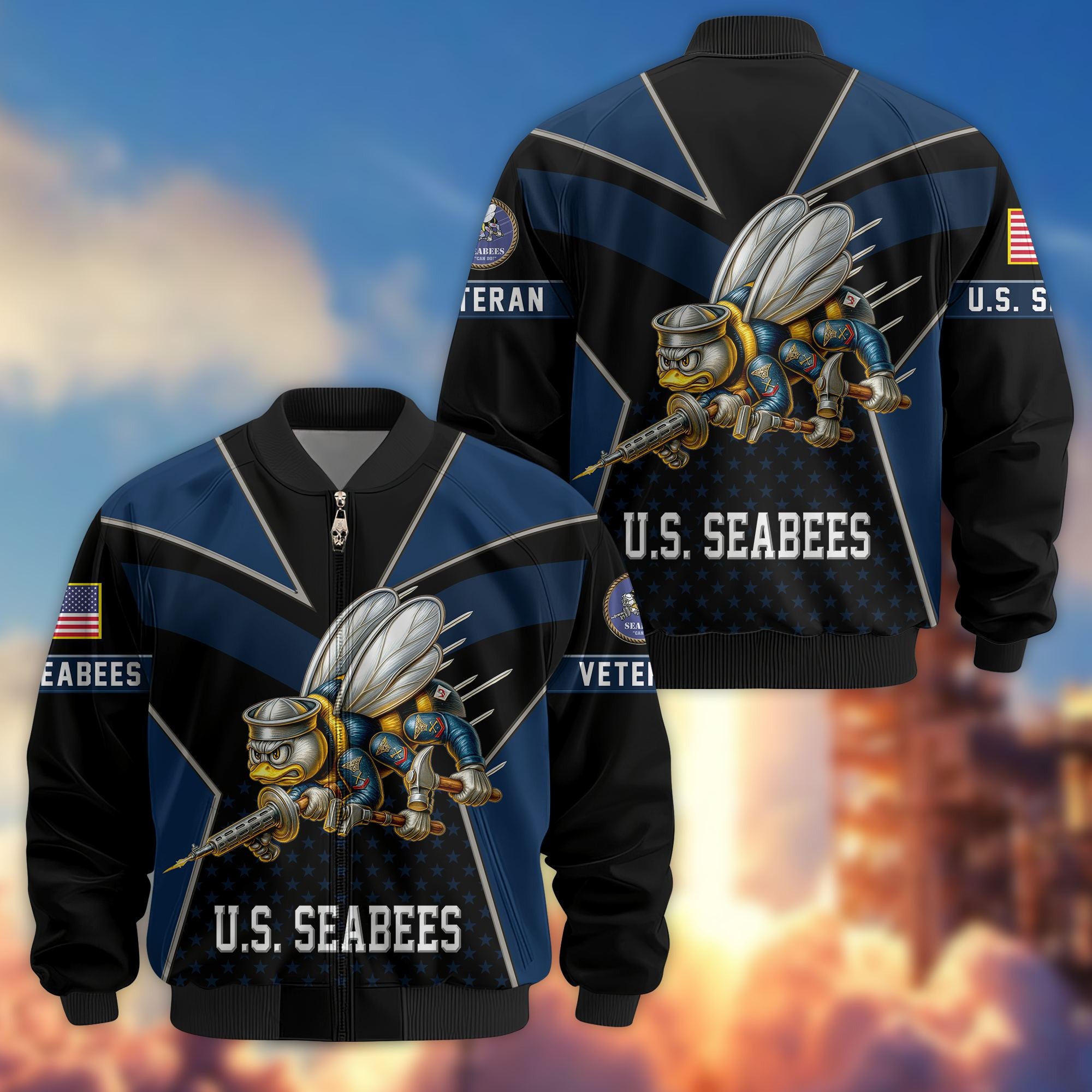 Premium US Veterans Bomber Jacket, Gifts For US Veterans, Gifts On Father's Day, Veterans Day.