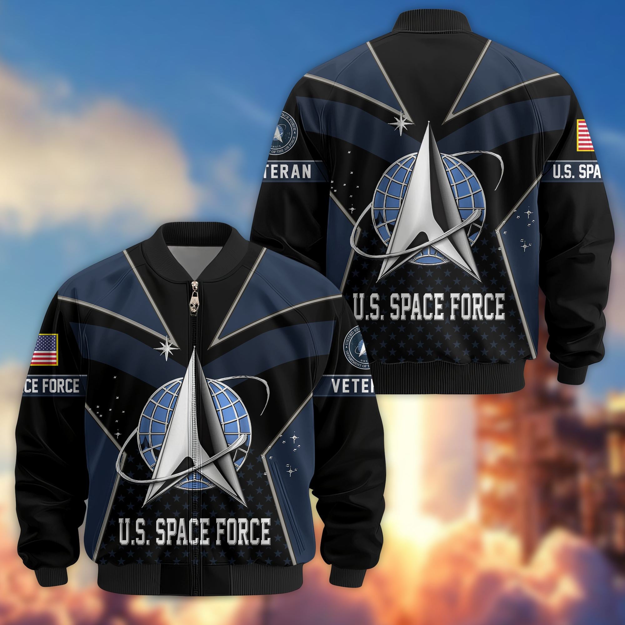 Premium US Veterans Bomber Jacket, Gifts For US Veterans, Gifts On Father's Day, Veterans Day.