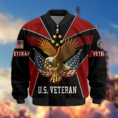 Premium US Veterans Bomber Jacket, Gifts For US Veterans, Gifts On Father's Day, Veterans Day.