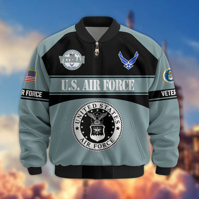 Premium US Veterans Bomber Jacket, Gifts For US Veterans, Gifts On Father's Day, Veterans Day.