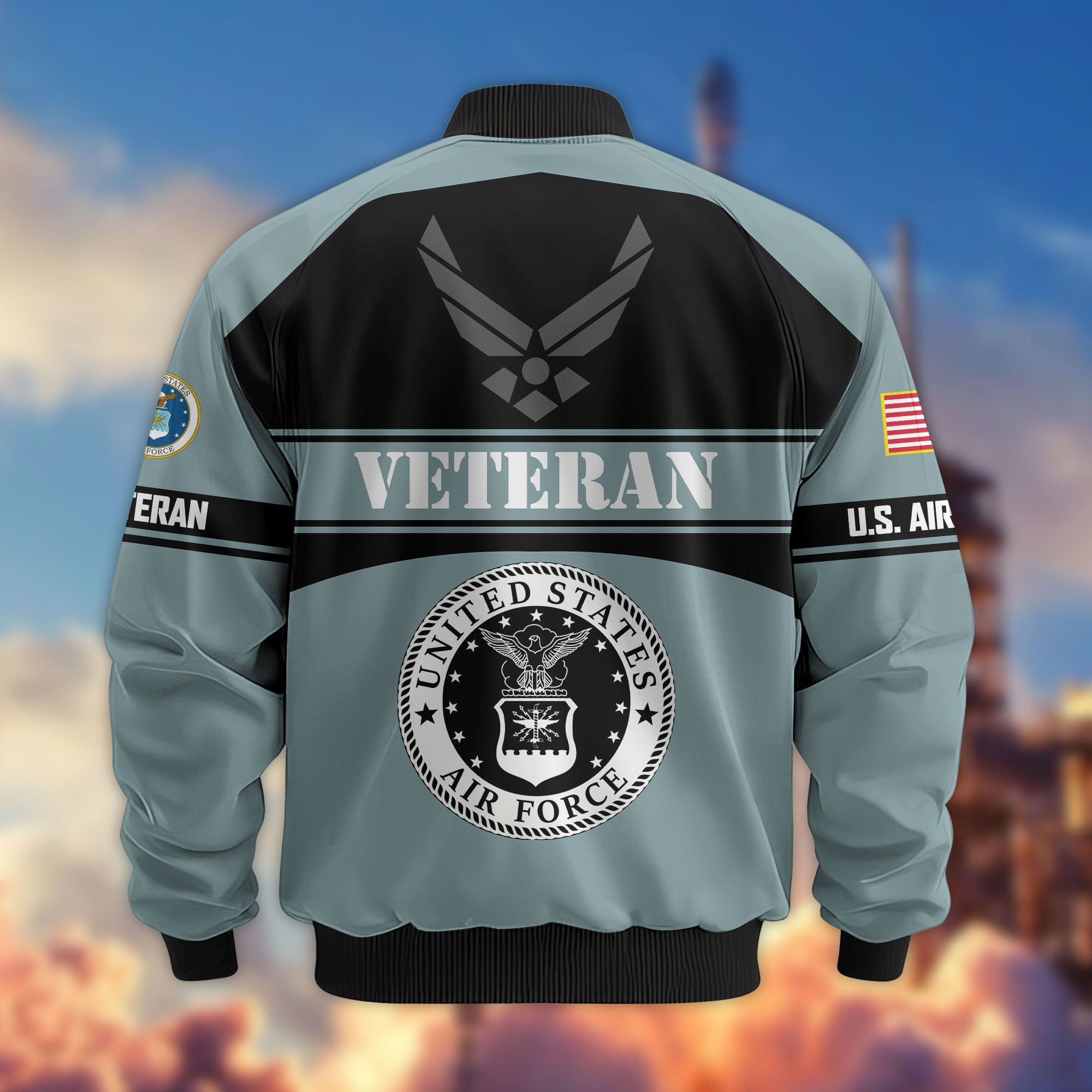 Premium US Veterans Bomber Jacket, Gifts For US Veterans, Gifts On Father's Day, Veterans Day.