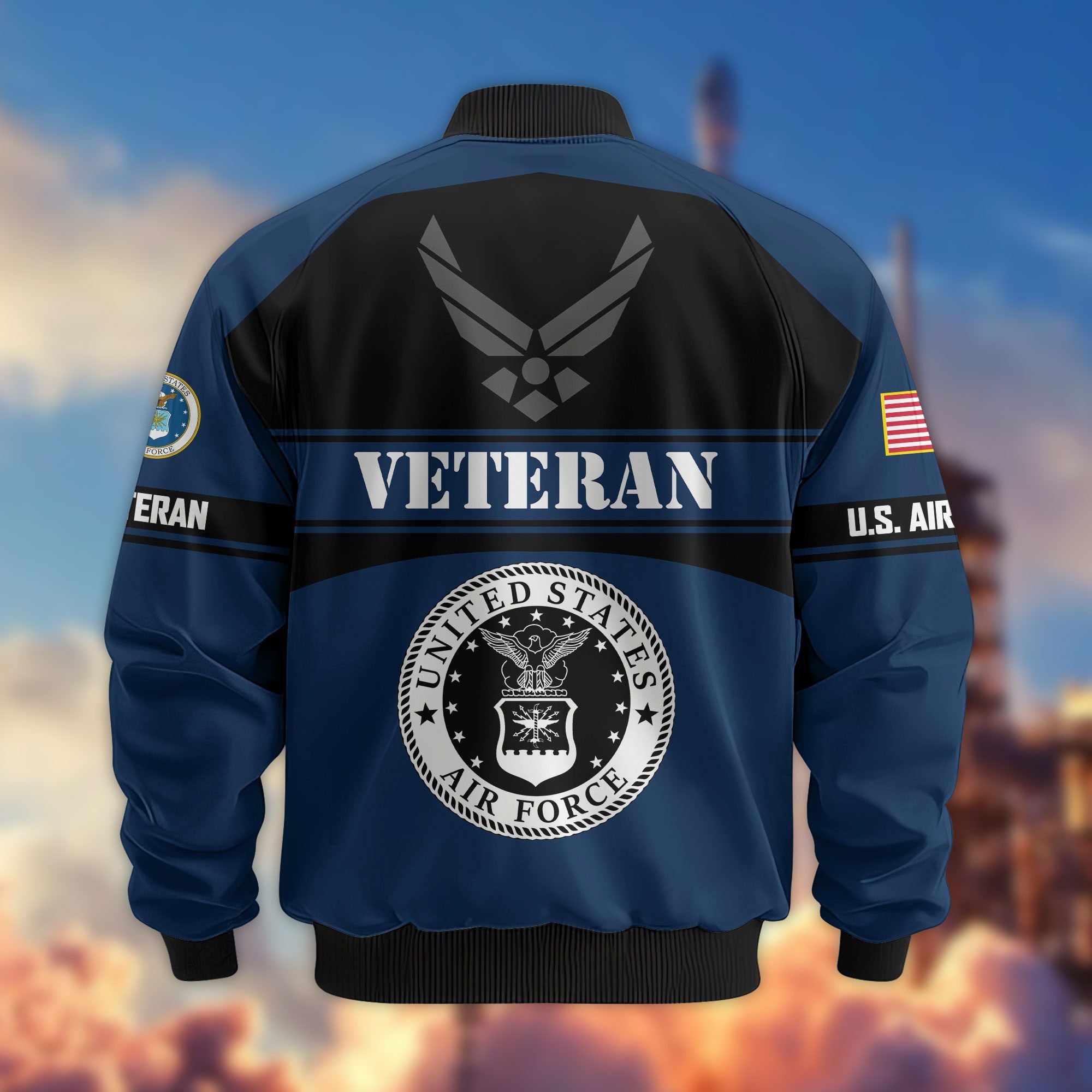 Premium US Veterans Bomber Jacket, Gifts For US Veterans, Gifts On Father's Day, Veterans Day.