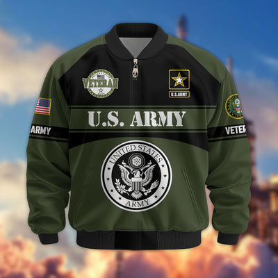 Premium US Veterans Bomber Jacket, Gifts For US Veterans, Gifts On Father's Day, Veterans Day.