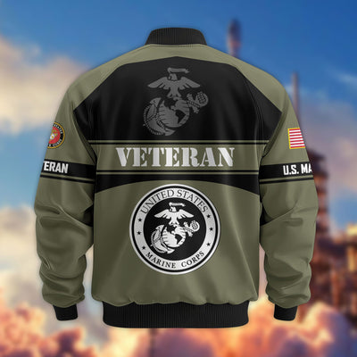 Premium US Veterans Bomber Jacket, Gifts For US Veterans, Gifts On Father's Day, Veterans Day.