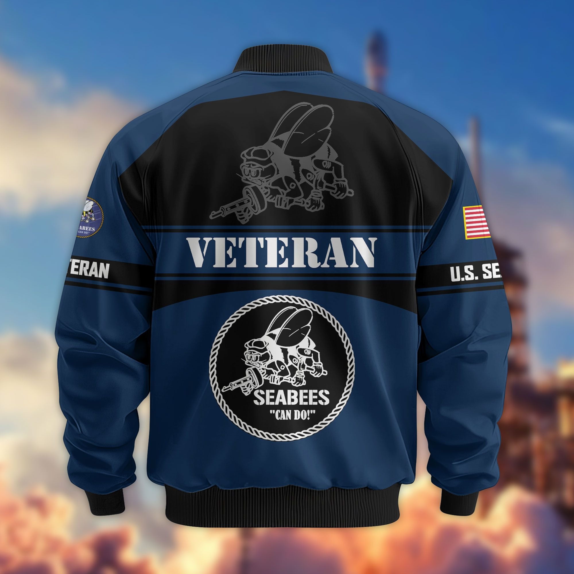 Premium US Veterans Bomber Jacket, Gifts For US Veterans, Gifts On Father's Day, Veterans Day.