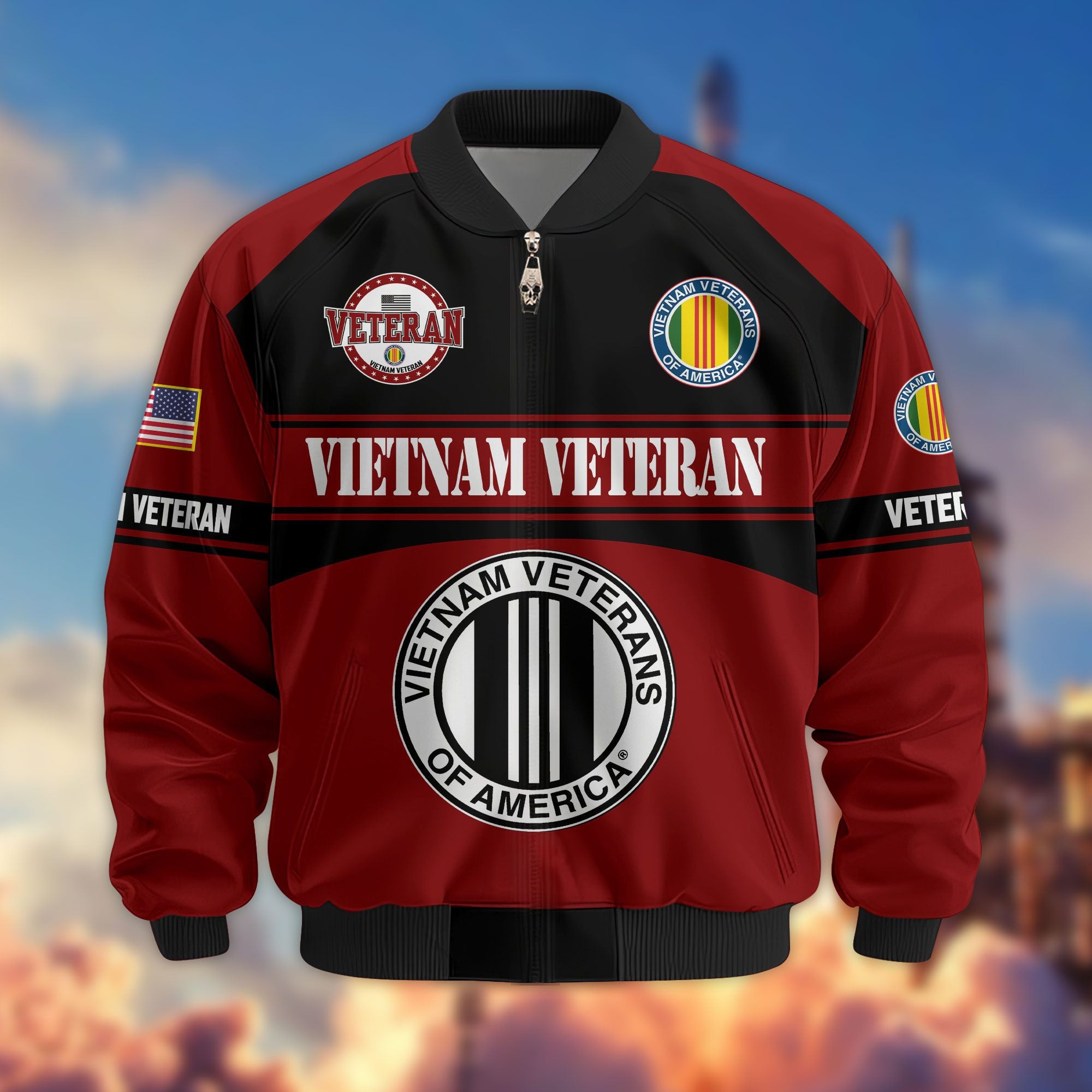 Premium US Veterans Bomber Jacket, Gifts For US Veterans, Gifts On Father's Day, Veterans Day.