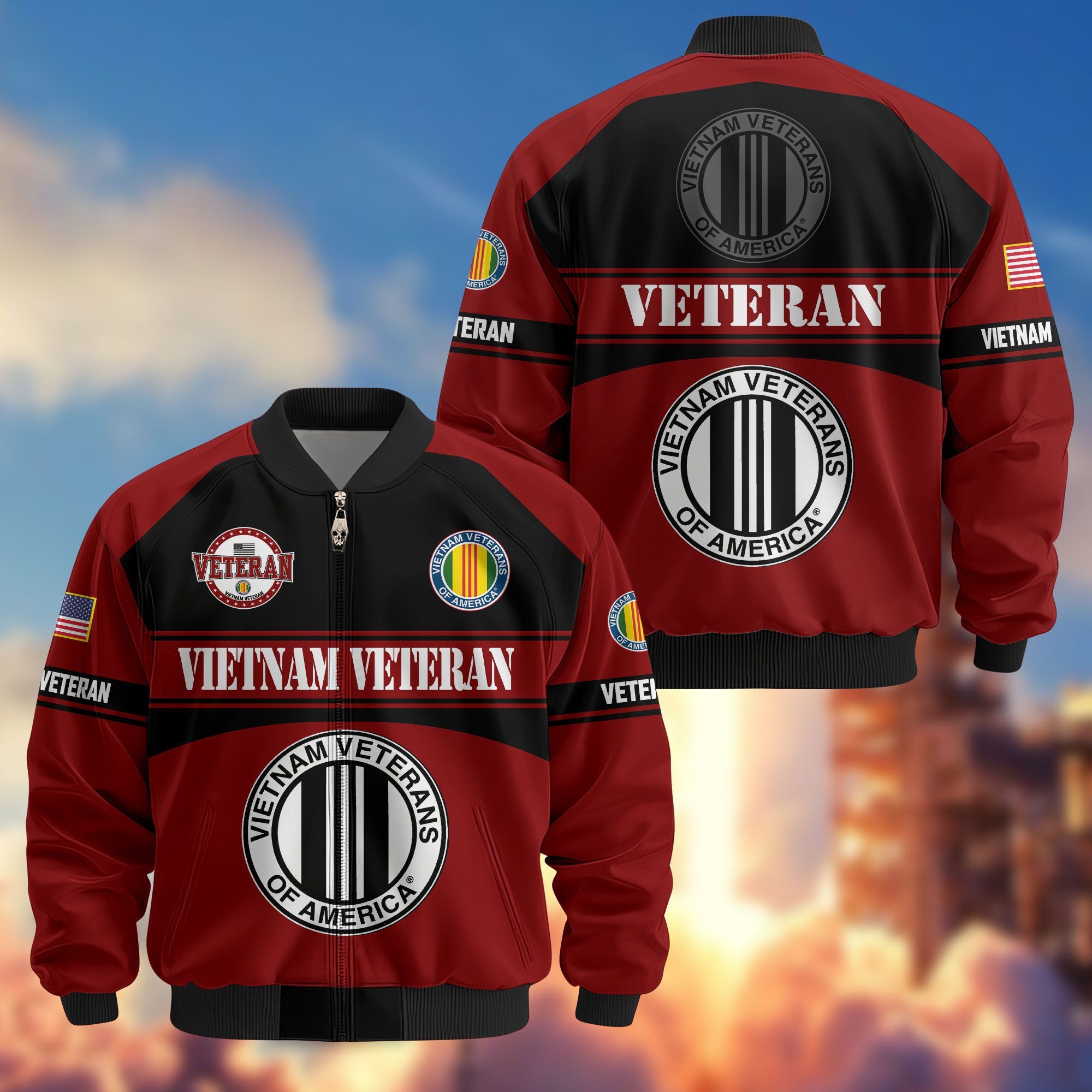 Premium US Veterans Bomber Jacket, Gifts For US Veterans, Gifts On Father's Day, Veterans Day.