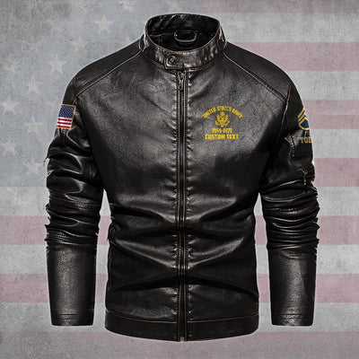Premium Custom US Army Leather Jacket, Gifts For Army Veteran, Gifts On Father's Day, Veterans Day.