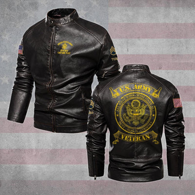 Premium Custom US Army Leather Jacket, Gifts For Army Veteran, Gifts On Father's Day, Veterans Day.