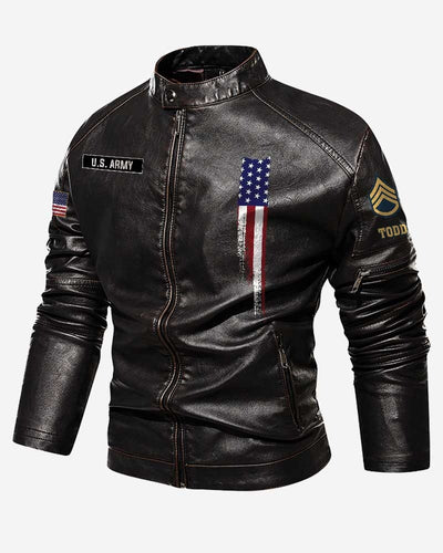 Premium Custom US Army Leather Jacket, Gifts For Army Veteran, Gifts On Father's Day, Veterans Day.