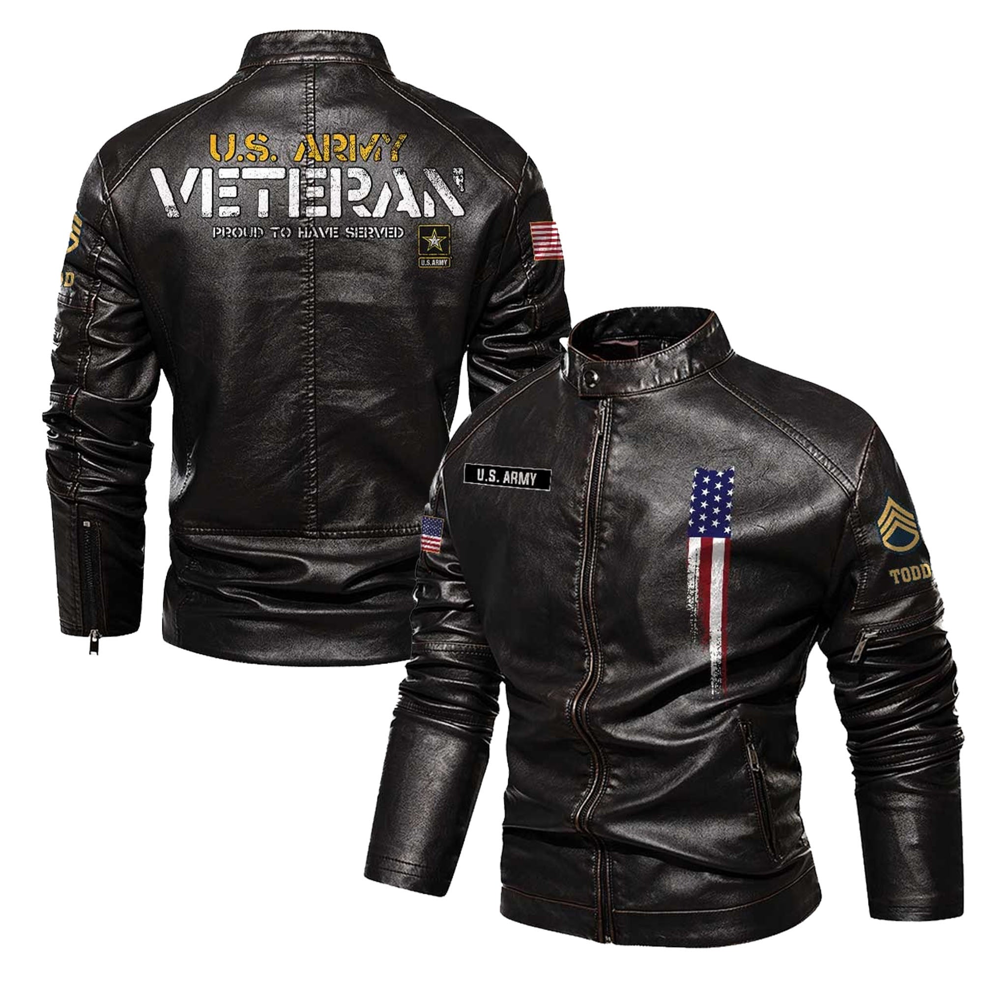 Premium Custom US Army Leather Jacket, Gifts For Army Veteran, Gifts On Father's Day, Veterans Day.