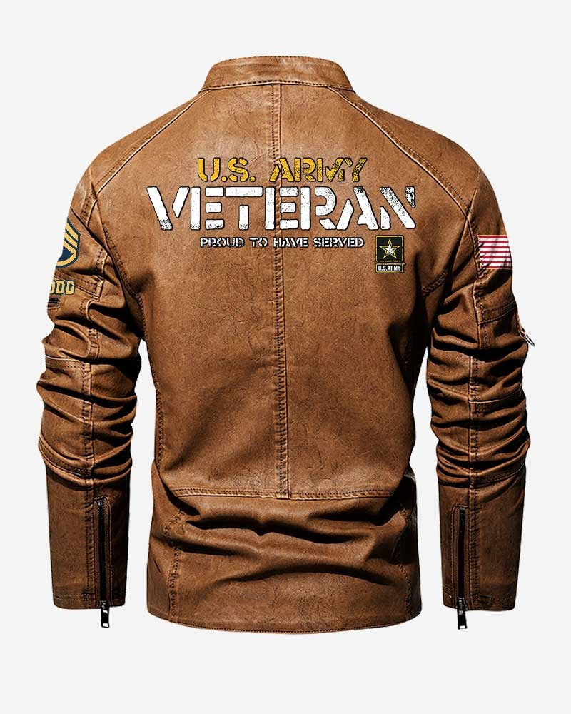 Premium Custom US Army Leather Jacket, Gifts For Army Veteran, Gifts On Father's Day, Veterans Day.