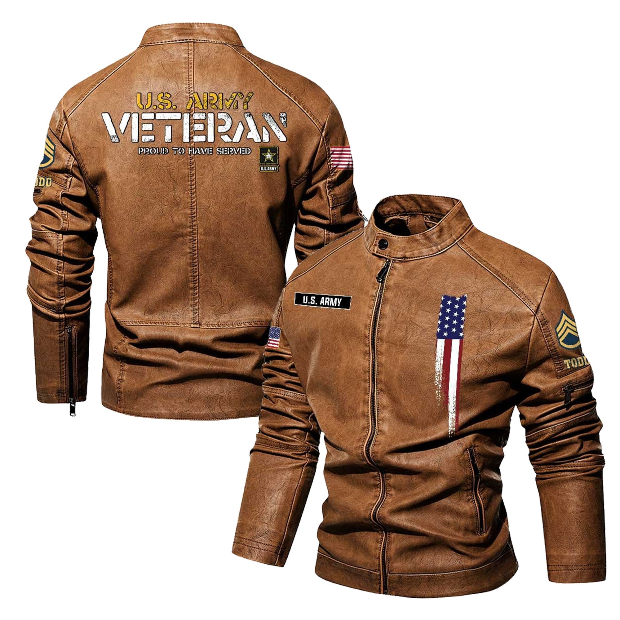 Premium Custom US Army Leather Jacket, Gifts For Army Veteran, Gifts On Father's Day, Veterans Day.