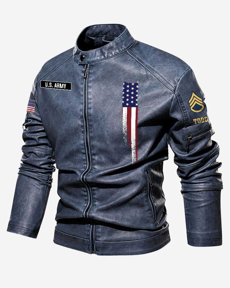 Premium Custom US Army Leather Jacket, Gifts For Army Veteran, Gifts On Father's Day, Veterans Day.