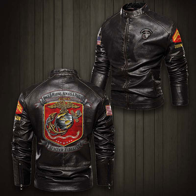 Premium Custom USMC Leather Jacket, Gifts For Marine Veteran, Gifts On Father's Day, Veterans Day.