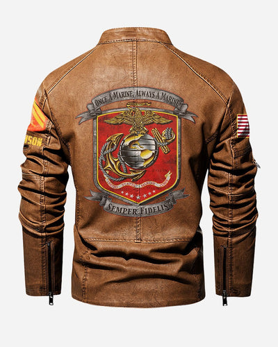 Premium Custom USMC Leather Jacket, Gifts For Marine Veteran, Gifts On Father's Day, Veterans Day.