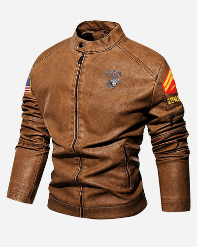 Premium Custom USMC Leather Jacket, Gifts For Marine Veteran, Gifts On Father's Day, Veterans Day.