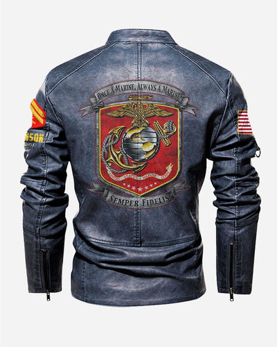 Premium Custom USMC Leather Jacket, Gifts For Marine Veteran, Gifts On Father's Day, Veterans Day.