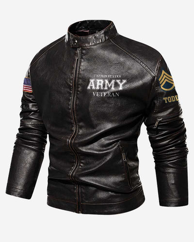 Premium Custom US Army Leather Jacket, Gifts For Army Veteran, Gifts On Father's Day, Veterans Day.