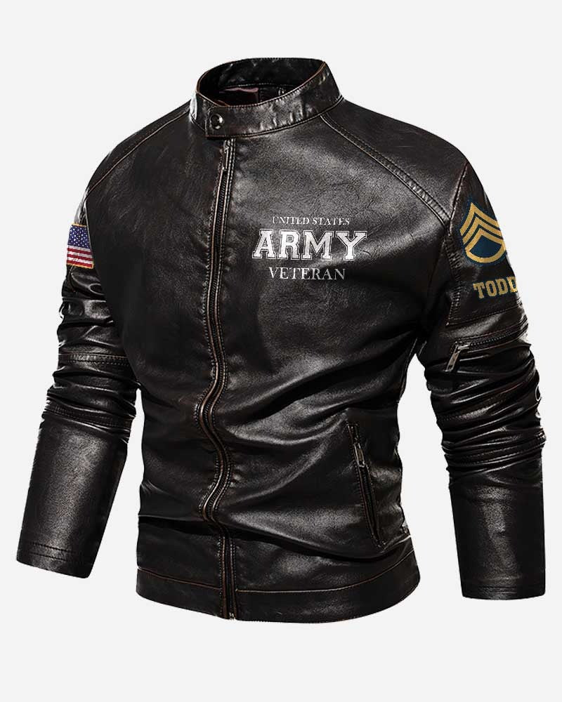 Premium Custom US Army Leather Jacket, Gifts For Army Veteran, Gifts On Father's Day, Veterans Day.