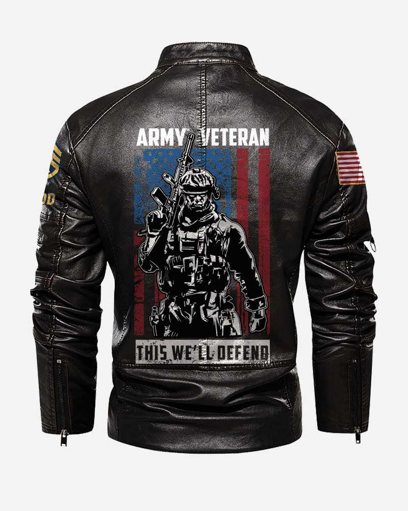 Premium Custom US Army Leather Jacket, Gifts For Army Veteran, Gifts On Father's Day, Veterans Day.