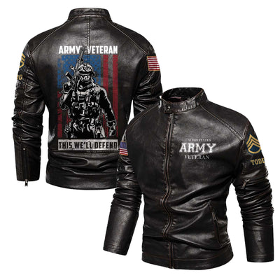 Premium Custom US Army Leather Jacket, Gifts For Army Veteran, Gifts On Father's Day, Veterans Day.
