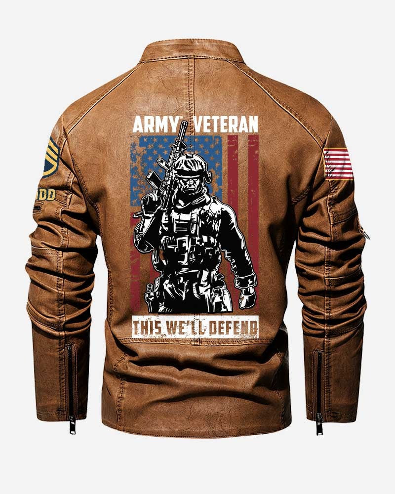 Premium Custom US Army Leather Jacket, Gifts For Army Veteran, Gifts On Father's Day, Veterans Day.