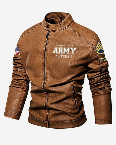 Premium Custom US Army Leather Jacket, Gifts For Army Veteran, Gifts On Father's Day, Veterans Day.