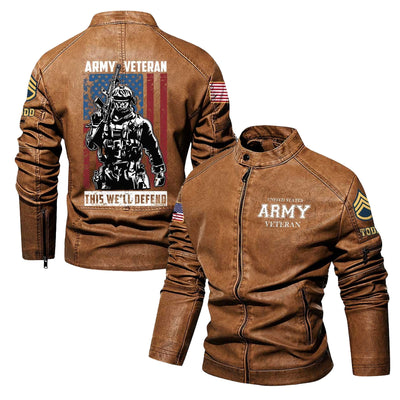 Premium Custom US Army Leather Jacket, Gifts For Army Veteran, Gifts On Father's Day, Veterans Day.