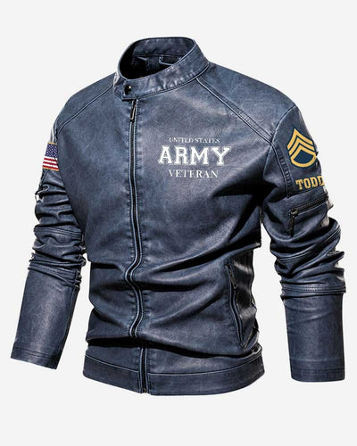 Premium Custom US Army Leather Jacket, Gifts For Army Veteran, Gifts On Father's Day, Veterans Day.
