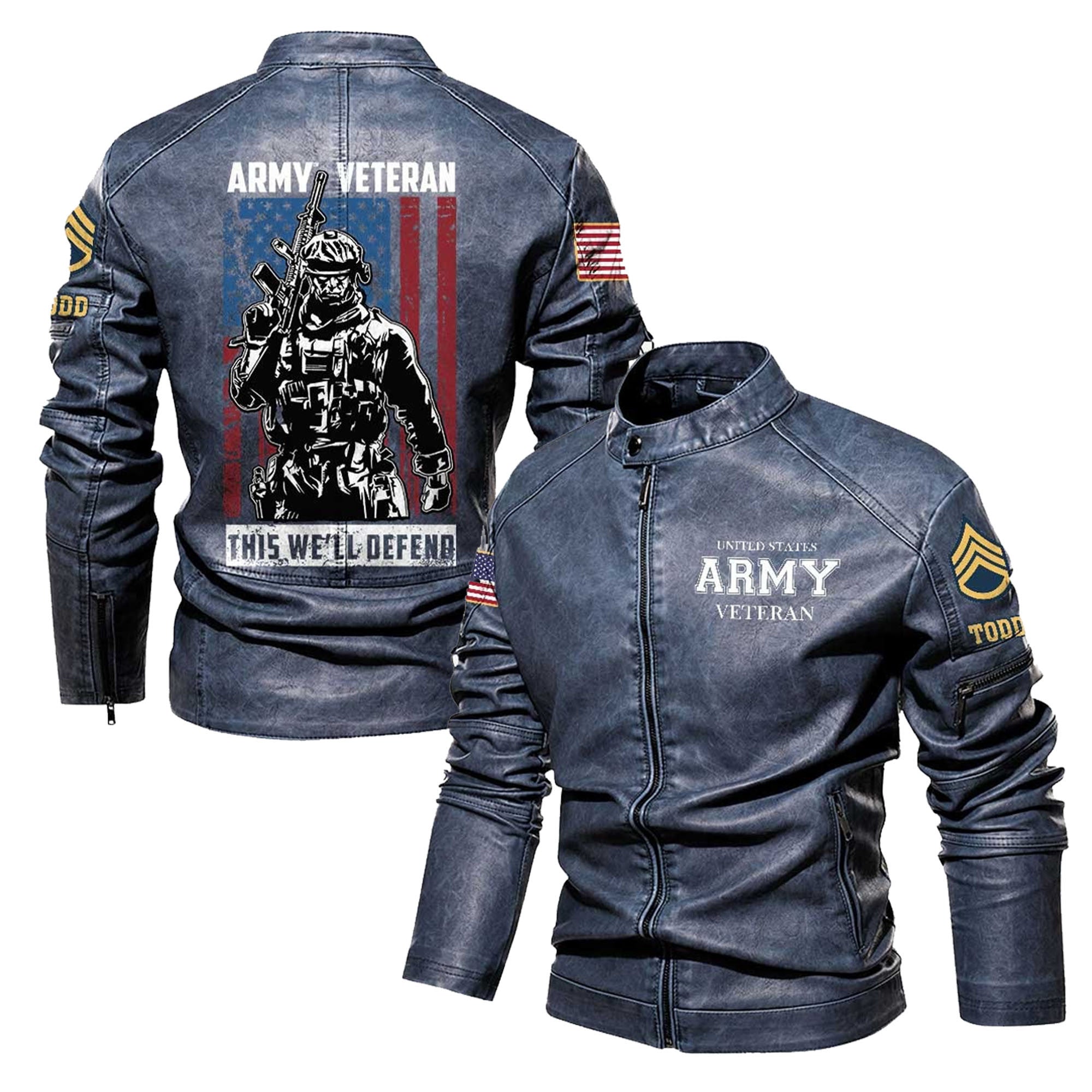 Premium Custom US Army Leather Jacket, Gifts For Army Veteran, Gifts On Father's Day, Veterans Day.