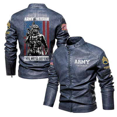 Premium Custom US Army Leather Jacket, Gifts For Army Veteran, Gifts On Father's Day, Veterans Day.