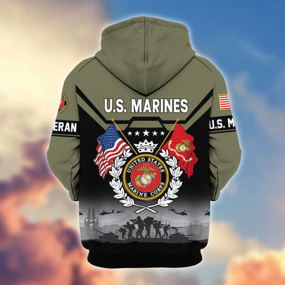 Premium US Veterans Zip Hoodie, Gifts For US Veterans, Gifts On Father's Day, Veterans Day.