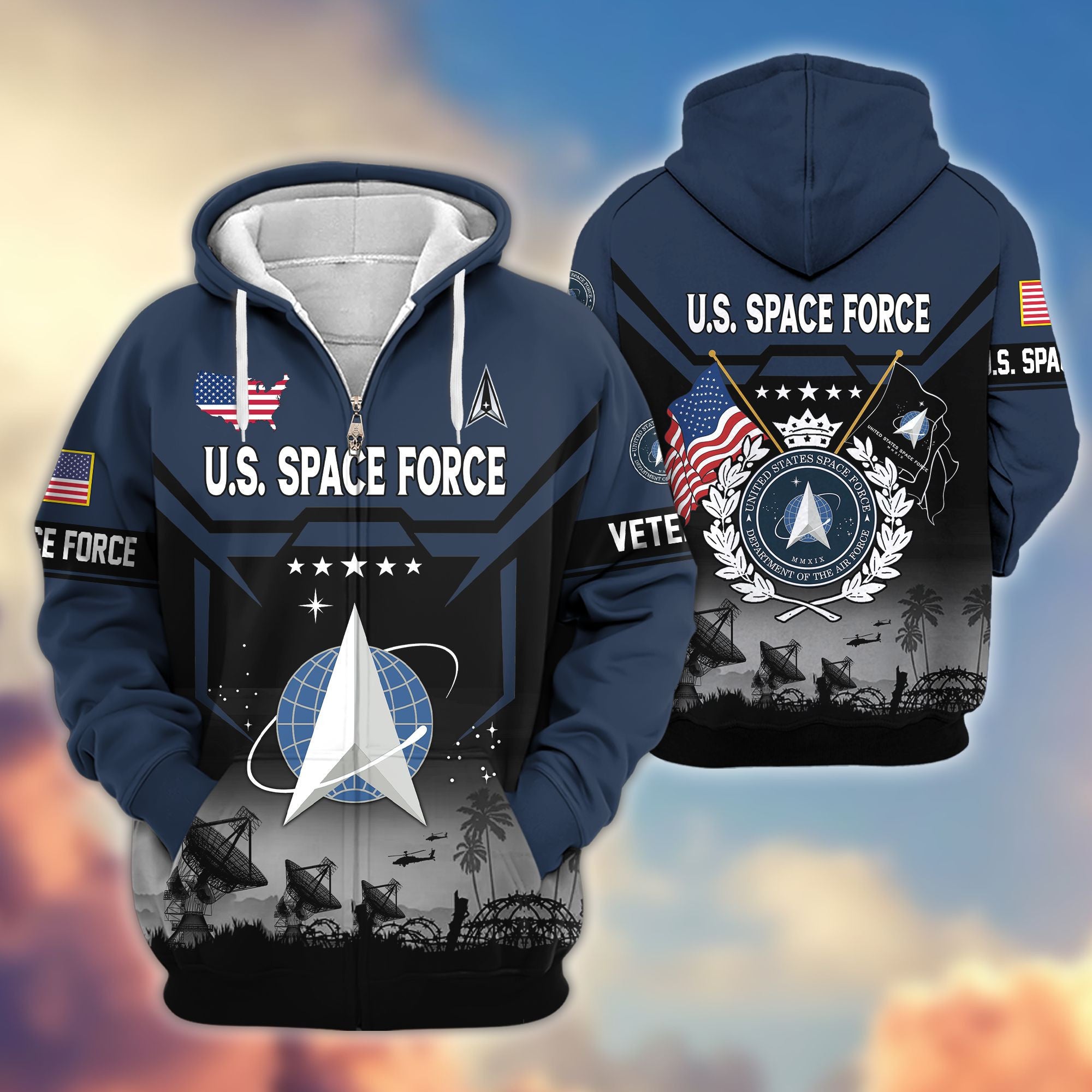 Premium US Veterans Zip Hoodie, Gifts For US Veterans, Gifts On Father's Day, Veterans Day.